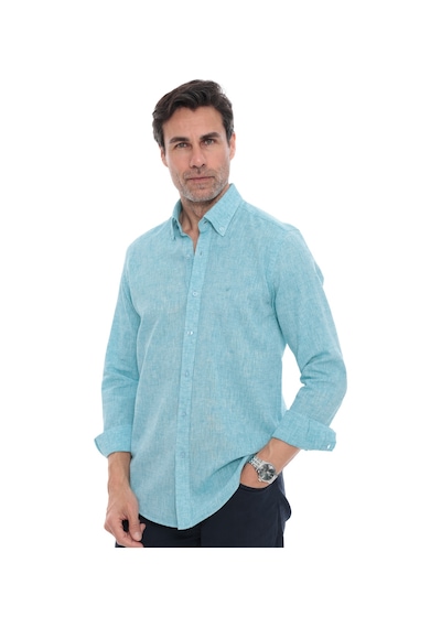 Slim Fit Uzun Kol Yaka Düğmeli Nefes Alan Keten Hediye Kutulu Erkek Gömlek Fs-004548 - Koyu Mint-3223 Slim Fit Uzun Kol Yaka Düğmeli Nefes Alan Keten Hediye Kutulu Erkek Gömlek Fs-004548 - Koyu Mint-3223