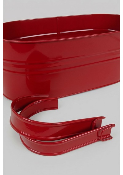 Askılı Metal Elips Saksı - Sökülebilir Askılı Balkon Saksılık Ve Çiçeklik 7 Litre Kırmızı