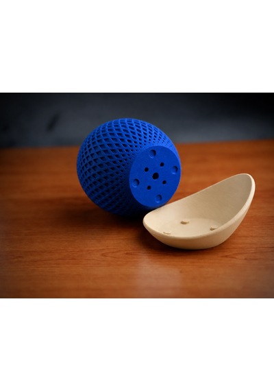 3d Baskı Küre Saksı - Kafes Dokulu İki Parçalı Dekoratif Saksı - Mavi-bej
