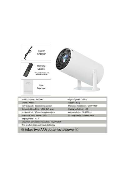Android Projeksiyon Wifi Bluetooth Ekran Yansıtma Usb Hdmi Girişli 1080p Ev Sinema Projektörü