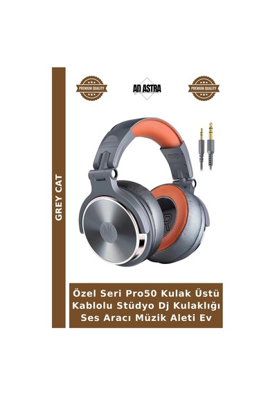 Özel Seri Pro50 Kulak Üstü Kablolu Stüdyo Dj Kulaklığı Ses Aracı Müzik Aleti Ev