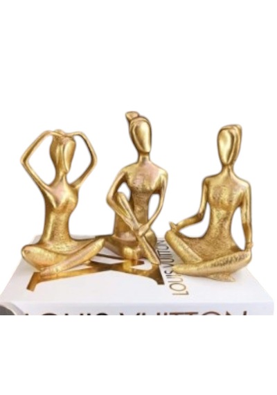 09cm-18cm Lik Kırılmaz Polyester,3 Lü Yoga Yapan Kızlar Biblo