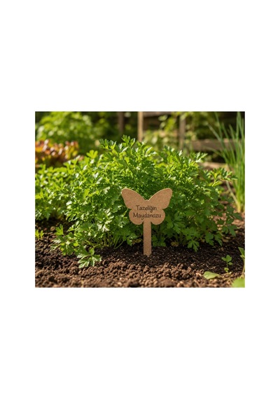 Arliadesign Kişiye Özel Ahşap Bitki Etiketi 10'lu Set / Kelebek Şekilli 3 Mm Ham Mdf Saksı Mini Bahçe Etiketi