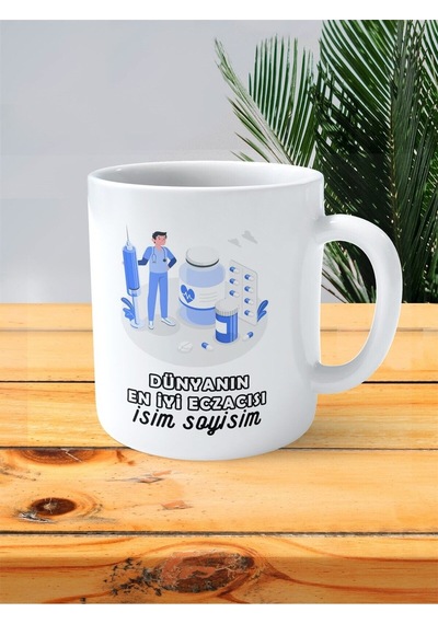 Dünyanın En İyi Eczacısı Eczane Baskılı Kupa Bardak İsimli Kişiye Özel Küçük İnsan Çok Renkli