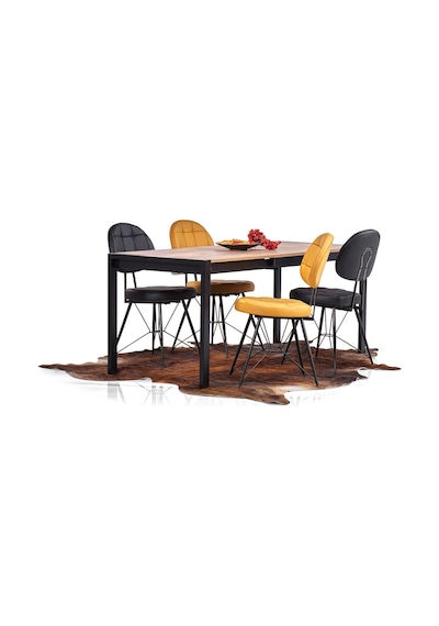 Onurdesign16 Star Modern Atlantik Çam Açılabilir Metal Kasa Ahşap Yemek Masası