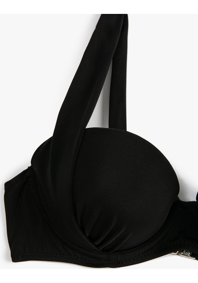 Koton Push Up Bikini Üstü Kalın Askılı Drapeli Siyah 3sak10152bm 3SAK10152BM999