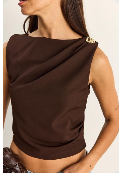 Shade Kadın Metal Aksesuarlı Drape Detaylı Gizli Fermuarlı Bluz 20206 60286133 - Acı Kahve Çok Renkli Shade Kadın Metal Aksesuarlı Drape Detaylı Gizli Fermuarlı Bluz 20206 60286133 - Acı Kahve Çok Renkli