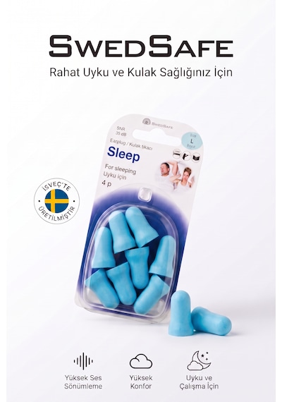 Swedsafe Sleep Kulak Tıkacı, 4 Çift, En Rahat Uyku İçin Özel Tasarım, Gürültü Azaltma,ultra Yumuşak Köpük Ve Yüksek Konfor
