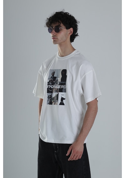 Cocopelli Not Dangerous Beyaz Oversize Tasarım T-shirt Coc1395 Beyaz