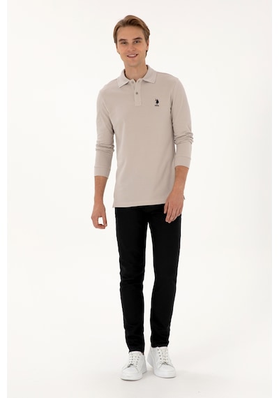 U.S. Polo Assn. Erkek Regular Fit Polo Yaka Taş Basic Sweatshirt 50307757-VR049