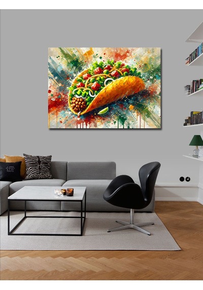 Kanvas Tablo Baharatlı Taco Lezzeti 70cmx100cm