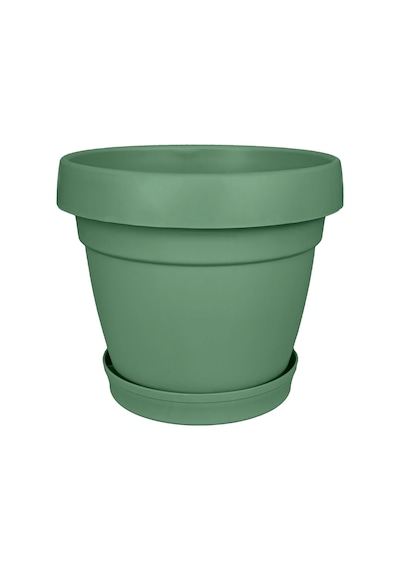Tabaklı Delikli Plastik Çiçek Saksısı, 9 Ve 5.5 Lt 2 Boy, Yeşil Diğer