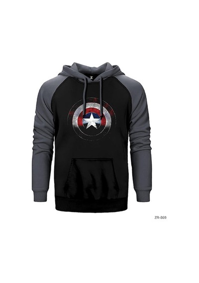 Captain America Shield Kırmızı Renk Reglan Kol Sweatshirt / Hoodie