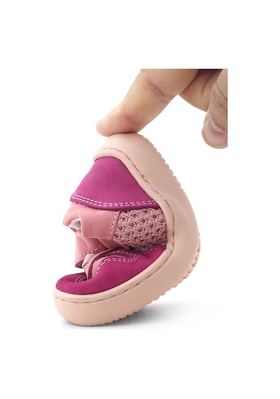 Rakerplus Bob Hakiki Deri Pembe Barefoot Cırtlı Lastikli Bebek Sneaker Ayakkabı Pembe