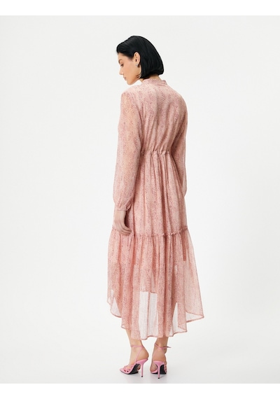 Koton Midi Şifon Elbise Asimetrik Kesim Beli Bağlamalı Düğmeli Pembe Desenli 4sak80058uw Koton Midi Şifon Elbise Asimetrik Kesim Beli Bağlamalı Düğmeli Pembe Desenli 4sak80058uw