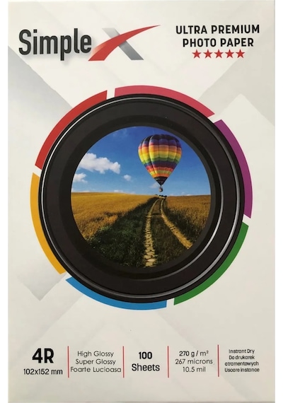 Simplex Ultra Premium 10x15 Parlak 270 Gr 100 Lük Fotoğraf Kağıdı