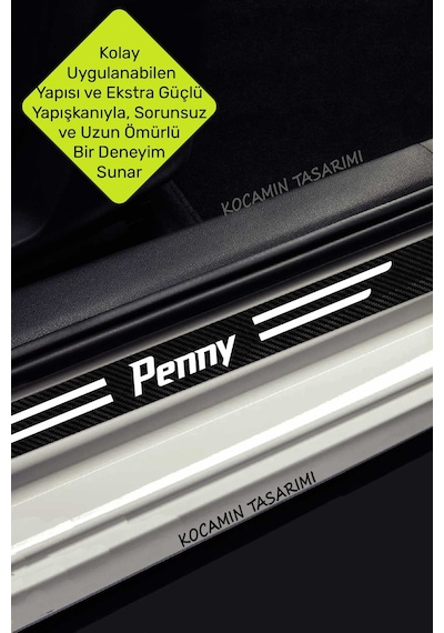 Fiat Penny Çiziklere Karşı Dayanıklı Karbon Kapı Bagaj Koruma Seti Sticker Folyo Penny Yazılı