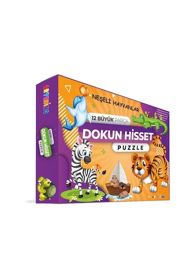 Neşeli Hayvanları 12 Büyük Parça Dokun Hisset Puzzle