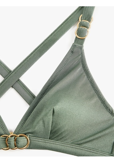 Koton Aksesuarlı Çapraz Askılı Bikini Üstü Haki 6sak10033mm