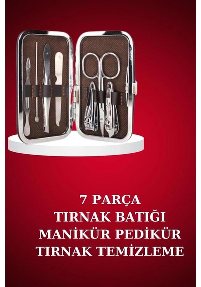 Manikür Pedikür Seti 7 Parça Tırnak Makası Kaş Makası Cımbız Çantalı 20114838