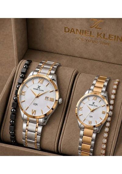 Daniel Klein Çift Sevgili Saati Bileklik Hediyeli Çelik Krdn 3 Atm Suya Dayanıklı Saat Vs.blkt.1187 Gümüş