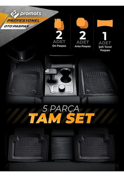 Fiat Bravo 2011 Uyumlu 3,5 Cm Havuzlu 5 Parça Set 4d Paspas Takımı Siyah