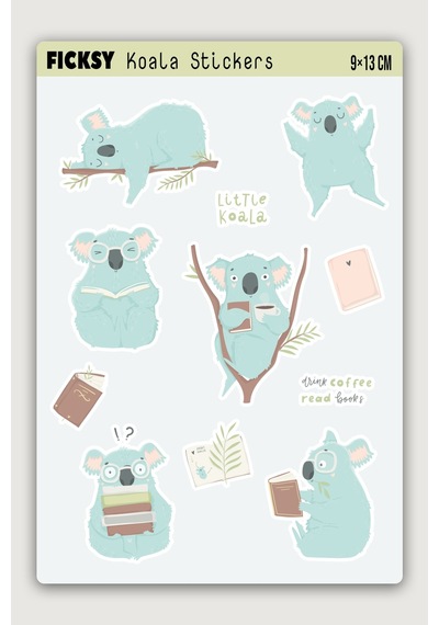 Sevimli Koala Sticker Seti - 9 Adet Etiket Çıkartma Diğer