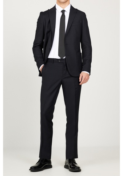 AC&Co / Altınyıldız Classics Erkek Lacivert Ekstra Slim Fit Dar Kesim Kırlangıç Yaka Takım Elbise Lacivert