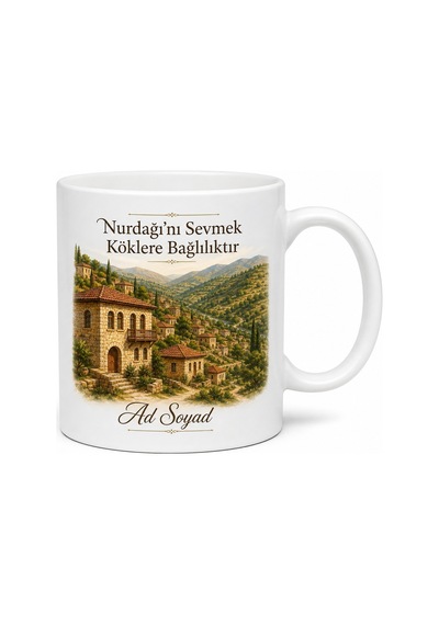 Nurdağı Tarihi Dokusu Ve Doğası Antep Hatırası Kupa Bardak Hediye Beyaz / Çok Renkli