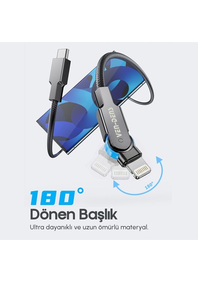 Ven-dens Vd-dc03cl Premium Usb-c Lightning Hızlı Şarj Kablosu 27w - Siyah
