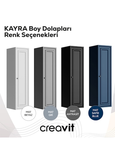 Creavit Kayra Boy Dolabı 130cm Mat Antrasit Mat Antrasit Creavit Kayra Boy Dolabı 130cm Mat Antrasit Mat Antrasit