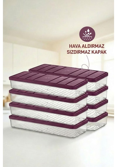 Selka Home 8 Adet 1 Lt. Nora Organizer Buzdolabı  Buzluk Düzenleyici Saklama Kabı