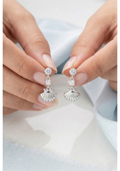 Çekirdekjewelry 925 Ayar Gümüş İstiridye Küpe Gri