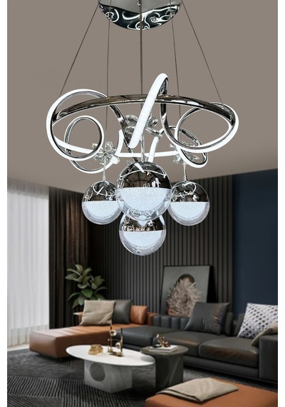 Kuzey İthal Küre 4 Toplu Led Avize - - Kumandasız / Krom Krom