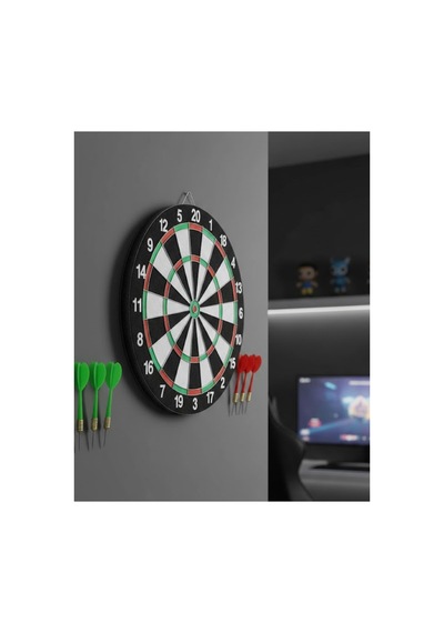 Kaliteli Ahşap Dart Tahtası 12 İnç 4 Dart Ok Seti Sarı