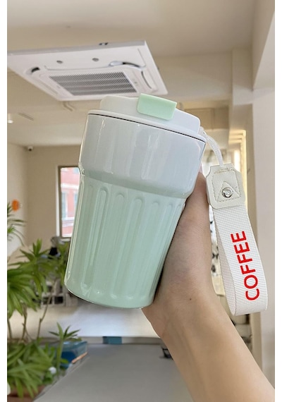 304 L Çelik 400 Ml Yeşil Beyaz Degrade El Termos Mug Cin918ys Çok Renkli