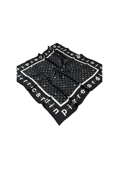Pierre Cardin İpek Eşarp - 8940438-911 Siyah Beyaz Twill Siyah Beyaz