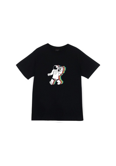 Stoned&Fame Unisex Siyah Astronot Baskılı T-shirt SIYAH