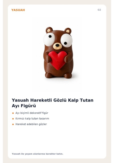 Yasuah Hareketli Gözlü Kalp Tutan Ayı Figürü