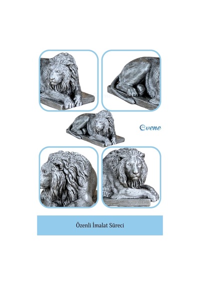 Dekoratif Biblo Yeleli Aslan Heykel El Yapımı Hediyelik Süs Eşyası Model Aslan3 - Gümüş Eskitme