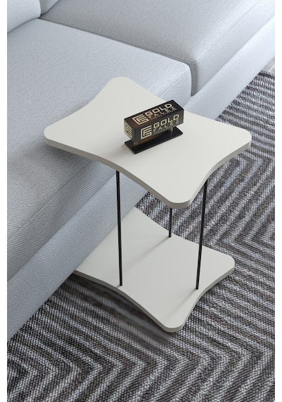 Hnd Tekerlekli Yan Sehpa Krem Çok Renkli