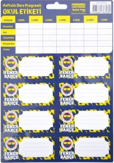 Fenerbahçe Haftalık Ders Programlı Okul Etiketi - 3 Yaprak Fenerbahçe Haftalık Ders Programlı Okul Etiketi - 3 Yaprak