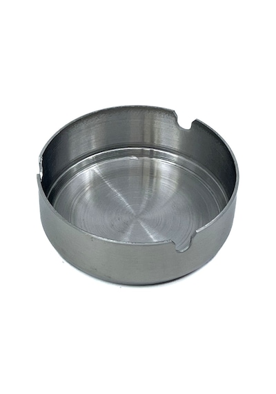 Paslanmaz Çelik Metal Küllük 8 Cm Yuvarlak Masaüstü Küllük Mat Gümüş Dekoratif Modeli