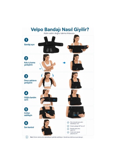 Velpo Bandajı Omuz Ve Kol Sabitleyici Destek Bandajı Ayarlanabilir