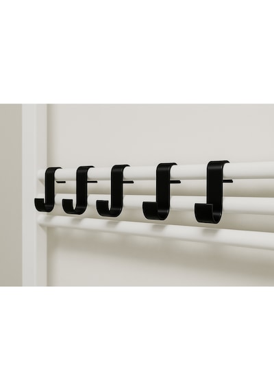 Havlupan Askı Aparatı, 5 Adet, Havlu Ve Bornoz Askısı, Havlu Askısı, Banyo Toparlayıcı Siyah Diğer