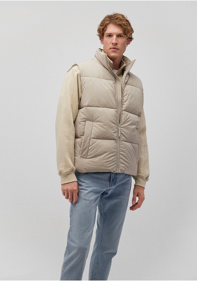 Mavi Bej Şişme Yelek Loose Fit / Bol Rahat Kesim 0110362-70154 Krem