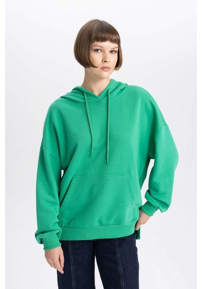 Defacto Oversize Geniş Kalıp Polo Yaka Sweatshirt B7834axnsgn48 Yeşil
