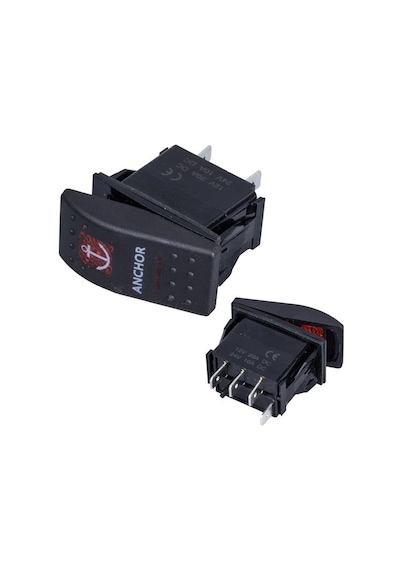 Powermaster Çapa Irgatı Sembollü Yaylı Işıksız 3 Pinli On-off 12-24v Marin Switch