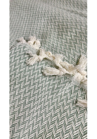 Lunga Vita Başak Desen Dokuma %100 Pamuklu Çok Amaçlı Pike Koltuk Örtüsü 180x230 Fıstık Yeşili