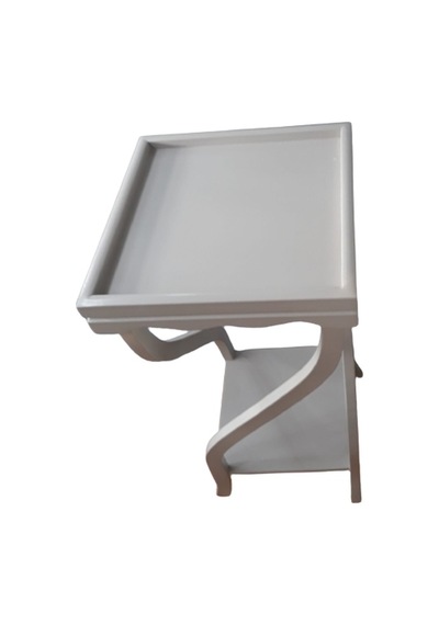 Fiskos Çiçeklik 4ayak Spiral Model Parlak Ihlamur Ağacı Ayak Parlak Beyaz Mdf Tabla El Yapım